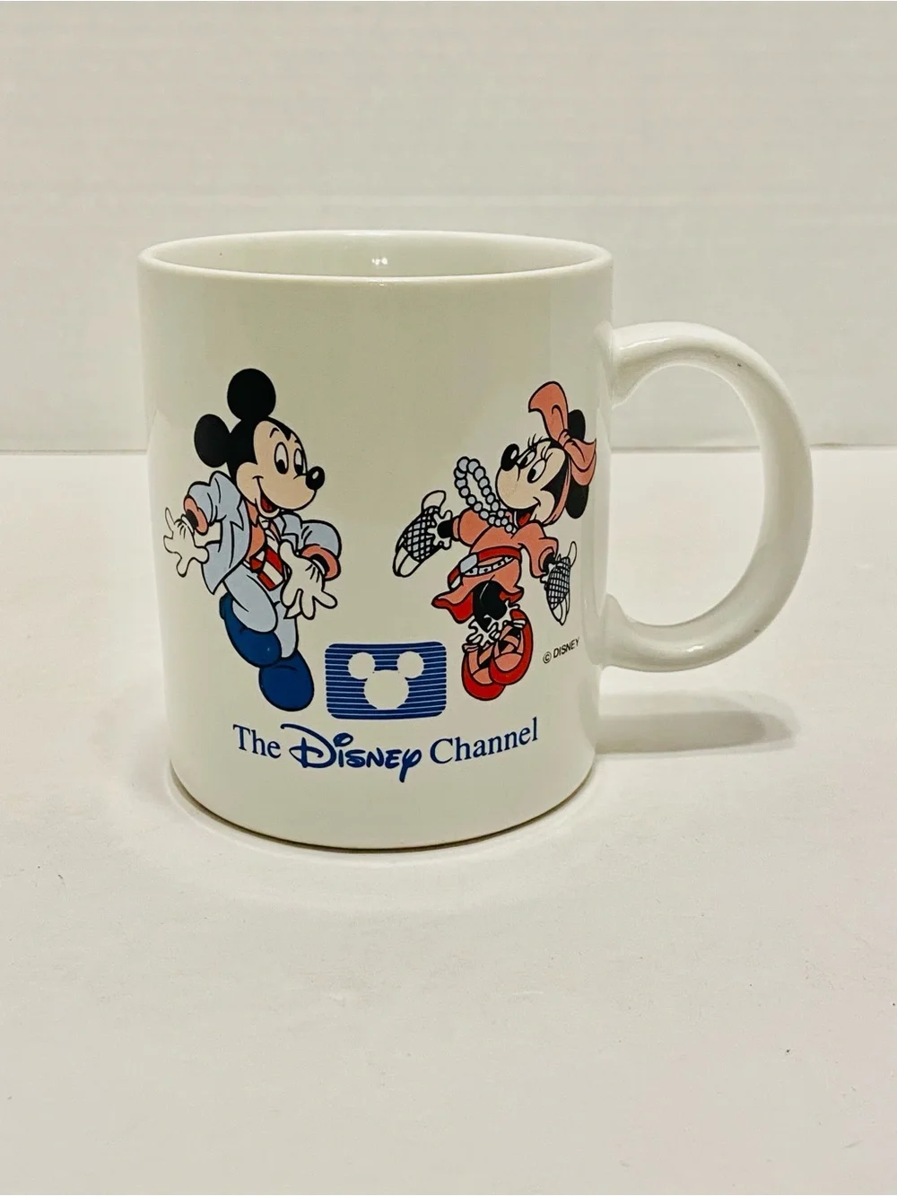 Vintage Disney Channel Coffee Mug Mickey & Minney Mouse 80s Garb Ceramic Cup